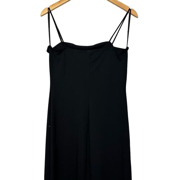 90s Vintage Taboo Sequin Embellished Black Ruffle High Low Midi Slip Dress Large - Picture 10 of 13